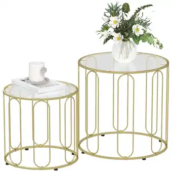 Netto Marken-Discount HOMCOM Couchtisch Set Metall, Hartglas Angebot