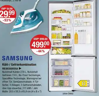 V Markt SAMSUNG Kühl-/Gefrierkombination RB38C600DSA Angebot