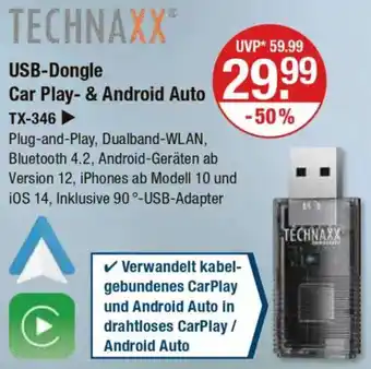V Markt TECHNAXX USB-Dongle Car Play- & Android Auto TX-346 Angebot