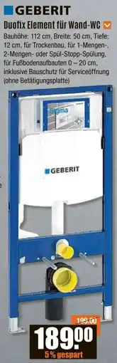V Baumarkt GEBERIT Duofix Element für Wand-WC Angebot