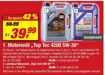toom Baumarkt Motorenöl Top Tec 4200 5W-30 Angebot