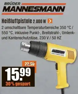 V Baumarkt BRÜDER MANNESMANN Heißluftpistole 2.000 W Angebot