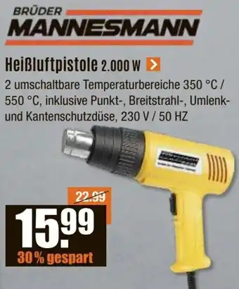 V Baumarkt BRÜDER MANNESMANN Heißluftpistole 2.000 W Angebot