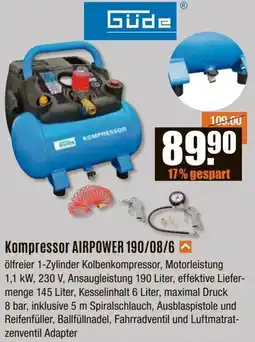 V Baumarkt Güde Kompressor AIRPOWER 190/08/6 Angebot