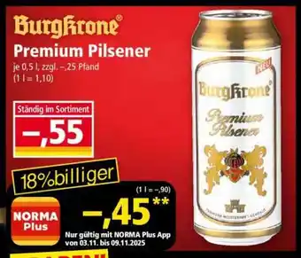 Norma Burgkrone Premium Pilsener Angebot