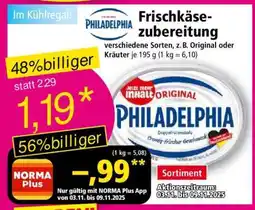 Norma Frischkäsezubereitung Angebot