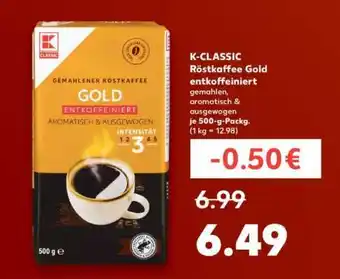 Kaufland K-CLASSIC Röstkaffee Gold entkoffeiniert Angebot