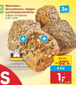 Netto Marken-Discount Weltmeister-, Sonnenblumen-, Roggen- und Kürbiskernbrötchen Angebot