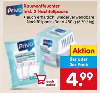 Netto Marken-Discount Raumentfeuchter inkl. 2 Nachfüllpacks Angebot