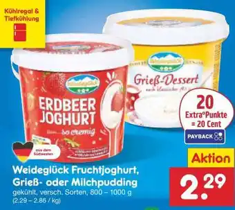 Netto Marken-Discount Weideglück Fruchtjoghurt, Grieß- oder Milchpudding Angebot