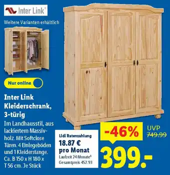 Lidl Inter Link Kleiderschrank, 3-türig Angebot