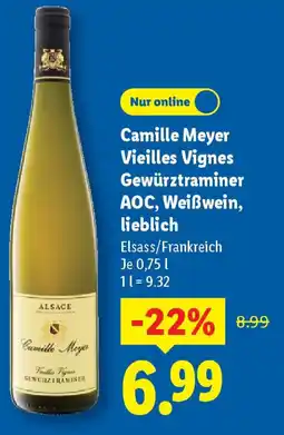 Lidl Camille Meyer Vieilles Vignes Gewürztraminer AOC, Weißwein, lieblich Angebot