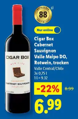 Lidl Cigar Box Cabernet Sauvignon Valle Maipo DO, Rotwein, trocken Angebot