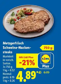 Lidl Metzgerfrisch Schweine-Nacken- steaks Angebot