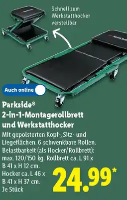 Lidl Parkside 2-in-1-Montagerollbrett und Werkstatthocker Angebot