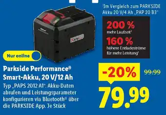 Lidl Parkside Performance Smart-Akku, 20 V/12 Ah Angebot