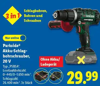 Lidl Parkside Akku-Schlag- bohrschrauber, 20 V Angebot