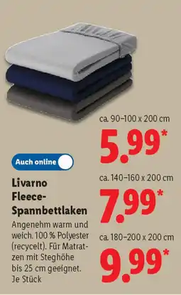 Lidl Livarno Fleece- Spannbettlaken Angebot