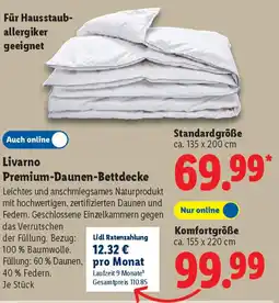 Lidl Livarno Premium-Daunen-Bettdecke Standardgröße ca. 135 x 200 cm Angebot