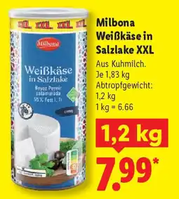 Lidl Milbona Weißkäse Salzlake XXL Angebot