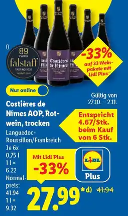 Lidl Costières de Nîmes AOP, Rot- wein, trocken Angebot