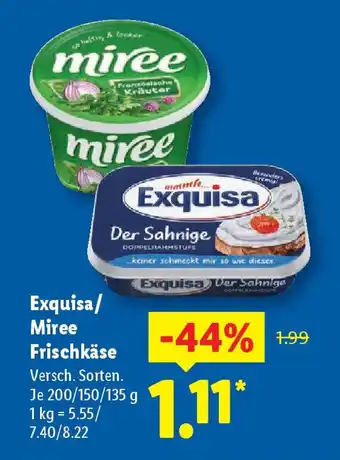 Lidl Exquisa/ Miree Frischkäse Angebot