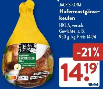 Aldi Süd JACK'S FARM Hafermastgänsekeulen Angebot