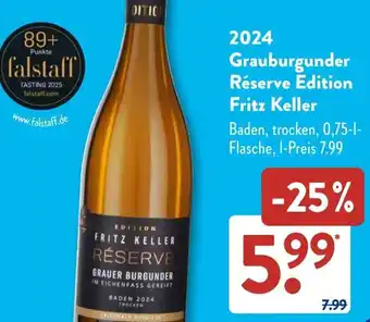 Aldi Süd 2024 Grauburgunder Réserve Edition Fritz Keller Angebot