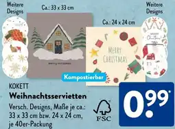 Aldi Süd KOKETT Weihnachtsservietten Angebot