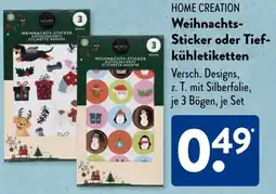 Aldi Süd HOME CREATION Weihnachts Sticker oder Tiefkühletiketten Angebot