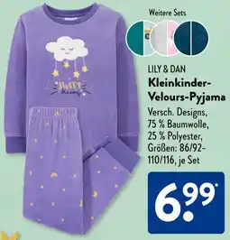 Aldi Süd LILY & DAN Kleinkinder Velours-Pyjama Angebot