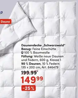 AWG Mode Schwarzwald Daunendecke Angebot