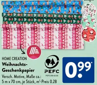 Aldi Süd HOME CREATION Weihnachts Geschenkpapier Angebot