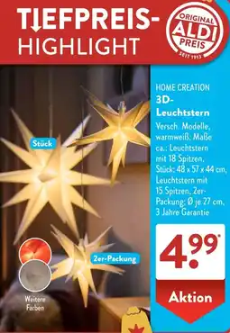 Aldi Süd HOME CREATION 3D Leuchtstern Angebot