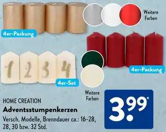 Aldi Süd HOME CREATION Adventsstumpenkerzen Angebot