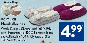 Aldi Süd UP2FASHION Hausballerinas Angebot