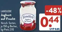 Aldi Süd LANDLIEBE Joghurt auf Frucht Angebot