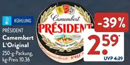 Aldi Süd PRÉSIDENT Camembert L'Original Angebot