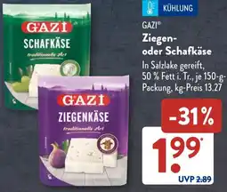 Aldi Süd GAZI Ziegen- oder Schafkäse Angebot