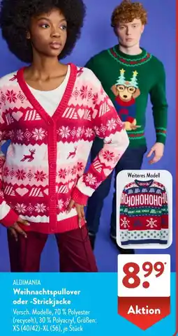 Aldi Süd ALDIMANIA Weihnachtspullover oder Strickjacke Angebot