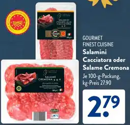 Aldi Süd GOURMET FINEST CUISINE Salamini Cacciatora oder Salame Cremona Angebot