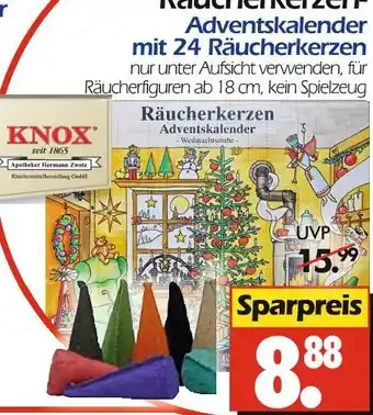 Wreesmann Knox räucherkerzen adventskalender mit 24 räucherkerzen Angebot