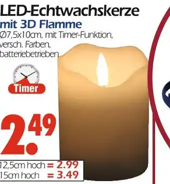 Wreesmann Led-echtwachskerze mit 3d flamme ø7,5x10cm Angebot