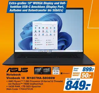Expert Asus vivobook 18 m1807ha-s8089w Angebot