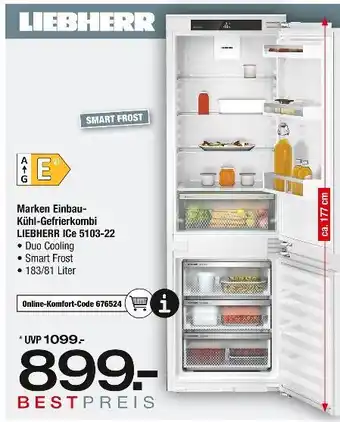 Ostermann Liebherr marken einbau-kühl-gefrierkombi icc 5103-22 Angebot