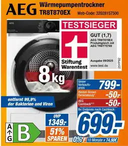 Expert Aeg wärmepumpentrockner tr8t870ex Angebot