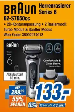 Expert Braun herrenrasierer series 6 62-s7650cc Angebot