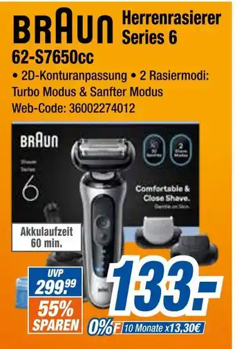 Expert Braun herrenrasierer series 6 62-s7650cc Angebot