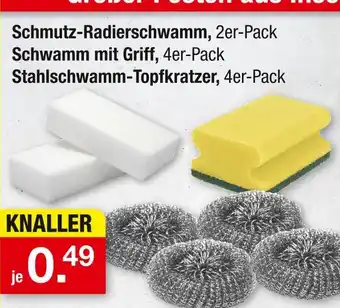 Zimmermann Schmutz-radierschwamm, schwamm mit griff oder stahlschwamm-topfkratzer Angebot