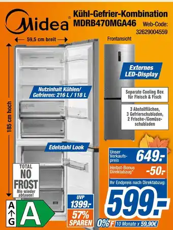 Expert Midea kühl-gefrier-kombination mdrb470mga46 Angebot